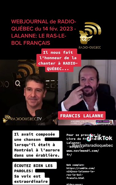 #francislalanne #chanson #chansonfrancaise #radioquebec #webjournal #alexiscossettetrudel