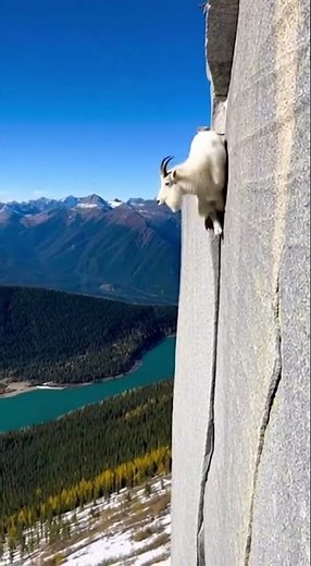 This Mountain Goat Stood on the Edge 😳🐐 #shorts #nature #wildlife #viralvideo #viral #animals
