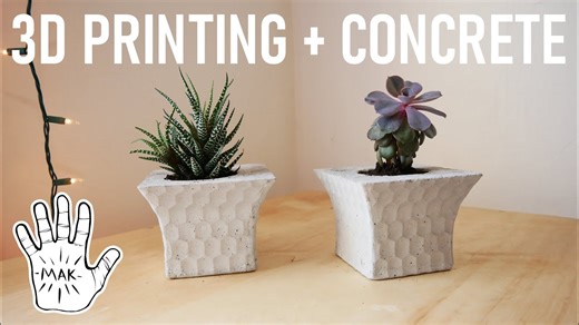 DIY concrete planters with 3D printed molds