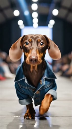 Drama in Denim: Brown Dachshund’s Runway Strip-Off!