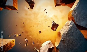 Exploding Wall with Fiery Center Effect with ai generated.