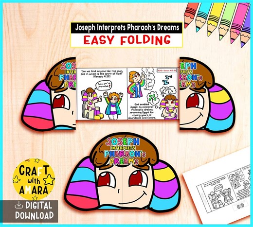 Joseph Interprets Pharaoh’s Dreams Easy Folding Surprise Bible Craft: Christian Sunday School, Church Activity, Joseph Coat of Many Color - Etsy