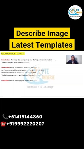 #creatorsearchinsights PTE Describe Image Template | Latest PTE Exam Format 2025 Struggling with the Describe Image section in the PTE exam? Here’s the latest PTE template to help you ace it with confidence! Learn how to structure your response for maximum score. 📞 Need expert PTE coaching? Contact us now: 📲 61415144860 📲 919992220207 🚀 Follow @pteuniverse for more PTE strategies and exam updates! Trending Tags & Hashtags: #PTE #DescribeImage #PTEExam #PTETemplates #PTECoaching #StudyAbroad 