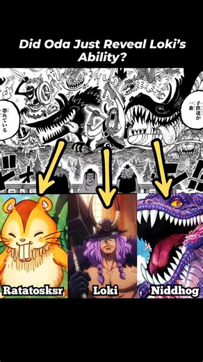 The ultimate mix hub on Instagram: "This panel doesn’t feel random—Oda is clearly speaking through symbolism. Loki stands at the center, flanked by Nidhogg and Ratatoskr. Their placement feels intentional, suggesting they aren’t mere mythological references, but entities directly tied to Loki himself. Theories • Lore • Chaos — Join TheUltimateMixHub The exposed tongues are the key detail. Rather than representing brute force, they symbolize speech—deception, provocation, manipulation. Traits tha