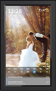 15 inch Smart Wi-Fi Digital Calendar Beautiful Frame for Desktop. Displays Your Photos, 5 Day Weather, Date, Current Conditions, WiFi Sync with Mobile Calendar Through Office 365 Calendar