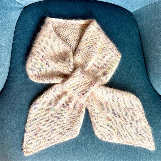 Hand Knit Speckled Keyhole Necktie Scarf | Wool Mohair Silk Blend | Soft Luxury Accessory - Etsy