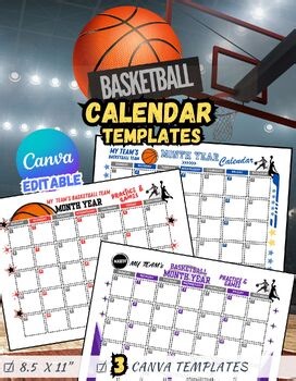 Basketball Season Calendar Template | Editable Practice & Game Schedule