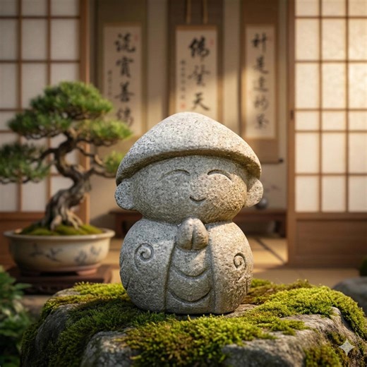 Stone Finish Jizo Statue, Zen Garden Decor, Japanese Monk Figurine - Etsy