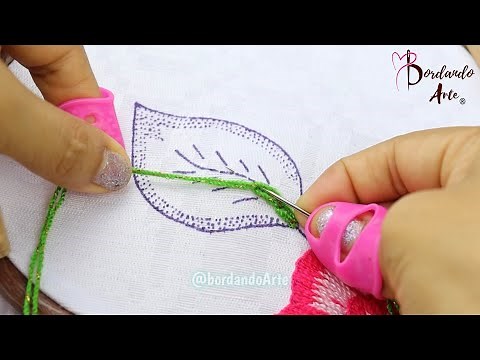 BORDADO FANTASÍA DE HOJAS FÁCILES RÁPIDAS Y BONITAS | HAND EMBROIDERY LEAVES EASY STITCHING
