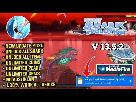 HUNGRY SHARK EVOLUTION MOD APK V13.5.2 - UNLIMITED MONEY & UNLOCK ALL SHARKS