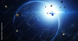 Satellite Networks Enabling Global Telecommunication and High-Speed Internet. Industry And Technology Related 3D Animation. Stock Video