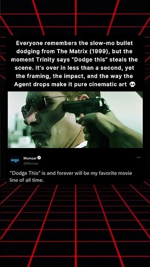 Everyone remembers the slow-mo bullet dodging from The Matrix (1999), but the moment Trinity says