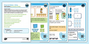 Year 1 Diving into Mastery: Step 7 Compare Capacity Activity Cards