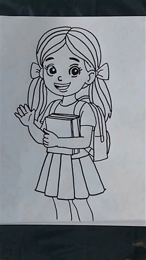 How To Draw A School Girl Easy #art #drawing #shorts #trending #viral #girl #school #youtubeshorts