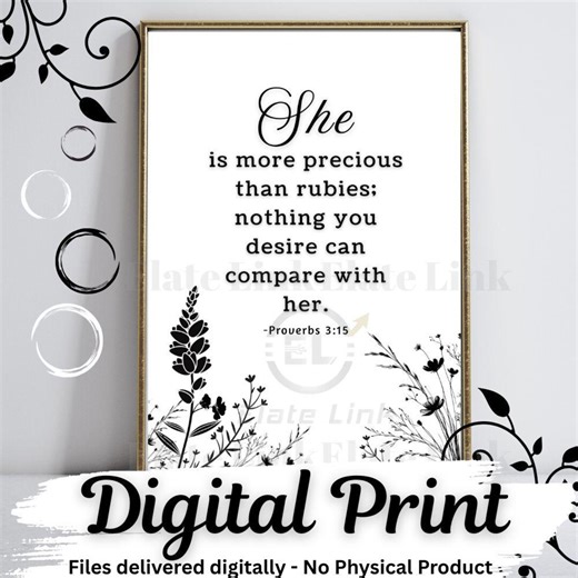 Proverbs 3:15 , She is More Precious Than Rubies, Bible Verse ( Digital Download, JPG) - Etsy