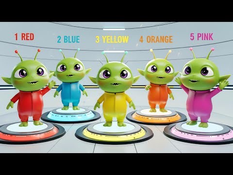 Learn Colors with the Five Little Aliens Song 🎨 | Counting 1 to 5 | 3D Animated Nursery Rhymes