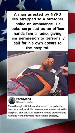 A man arrested by NYPD lies strapped to a stretcher inside an ambulance #shorts