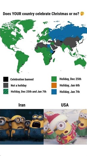 Global Christmas Holiday Map🎄 #Christmas #WorldMap #Holiday #Geography