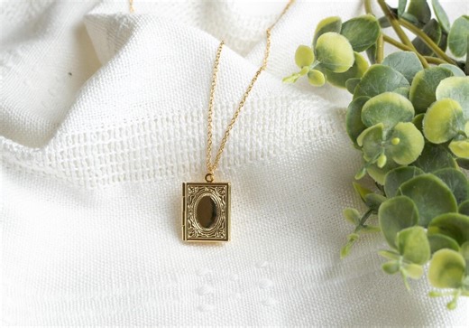18K Gold Plated Book Locket Necklace: Personalized Librarian Gift - Etsy