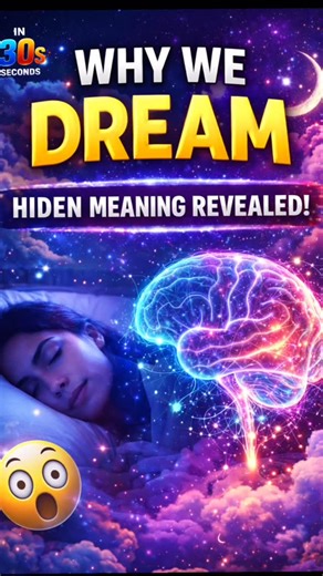 In 30 Seconds on Instagram: "Dreams aren’t random stories created by the mind. While you sleep, your brain stays active — sorting memories, processing emotions, and connecting information from your daily experiences. Dreams are the result of this process. They often feel strange because the brain is working without logical limits, blending thoughts, emotions, and memories together. Dreams may not predict the future, but they reveal how the brain processes reality. Explained simply, in seconds. #