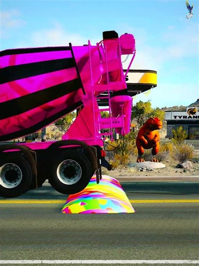 Concrete Mixer vs Rainbow Bump! 🌈 #BeamNGDrive #Funny #Simulation