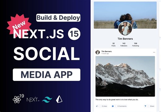 全栈社交媒体应用教程，React 19 & Next.js 15 & MySql