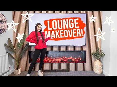 EXTREME LOUNGE TRANSFORMATION | DIY MEDIA WALL WITH MODERN FIREPLACE