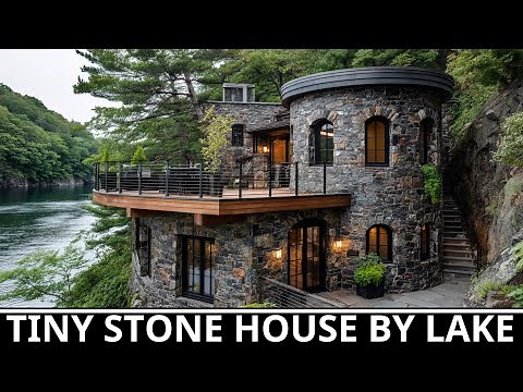 Tiny 2-Story Stone House on a Hillside with a Magical Lake View | Unique Round Design You Must See!
