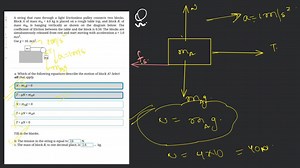 A string that runs through a light frictionless pulley connects... | Filo