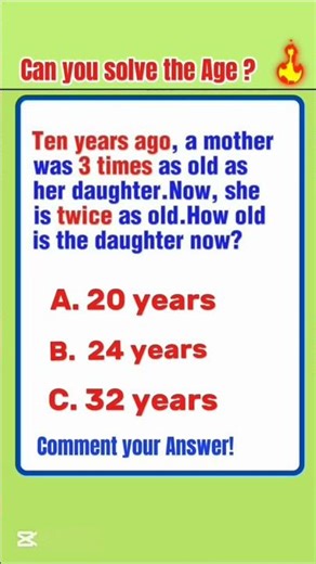 "Can You Solve This Age Puzzle in 5 Seconds? 🧠 | Only Genius Can!"