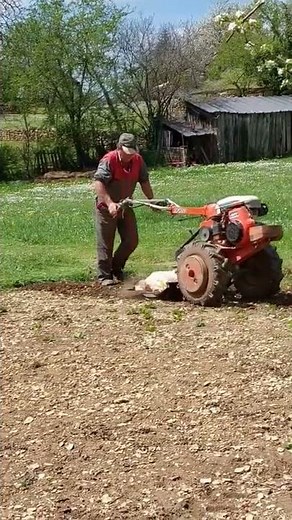 labour d'un jardin avec un motoculture