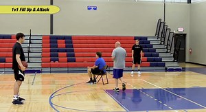 One of the Best Scoring Drills - 1v1 and 1v2 Fill Up One of the most common scoring situations is when an offensive player gets a slight advantage on the defender. However, what you do at this moment separates the high-level scorers from players who don’t score that often. This is a great 1v1 drill that gets players a ton of reps in this situation. It’s also great as the position of the defender will vary… just like a game. Sometimes, the defender will be right on the offensive player’s hip. Oth
