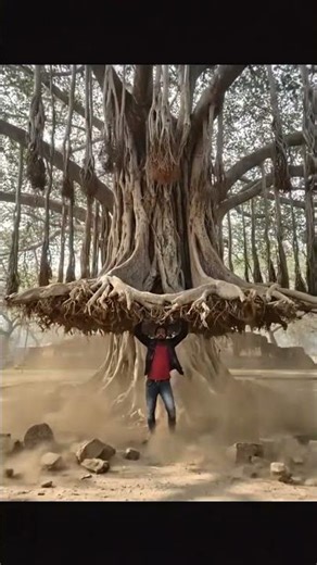 The man is walking with the tree on his head with his miraculous powers.#ai #shortvideo #shorts