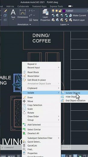 Isolate Objects #autocadtips #autocadtutorial #isolateobjects