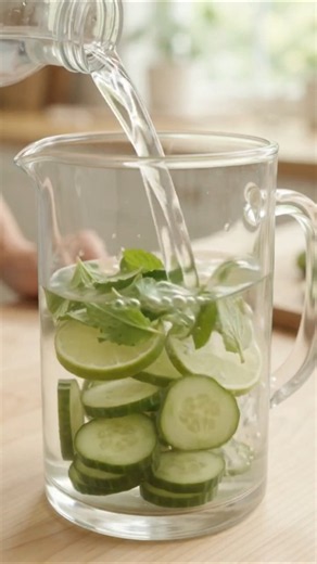 Refreshing Cucumber Mint Detox Water Recipe #drink #detoxwater #kitchen #healthydrink #healthywater