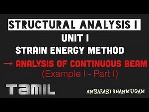 Strain energy method | Analysis of continuous beam | Example 1(Part-I) | Structural Analysis I