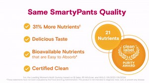 SmartyPants Women's Multivitamin Gummies, Omega 3 (DHA/EPA), Methylfolate, CoQ10, Vitamin D3, C, Vitamin B12, B6, A, K & Zinc, Inositol, Gluten Free, 90 Count (30 Day Supply)