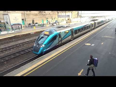 The Class 397 'Civity' TransPennine Express (Nova 2) was arrives onto Platform Three at Carlisle.