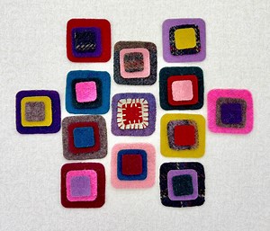 Penny Rug Pre-cut Pieces, Rounded Corner Squares, Pre-washed 100% Recycled Felted Wool, One Dozen Set, 36 Pcs, Primitive Craft Supply - Etsy