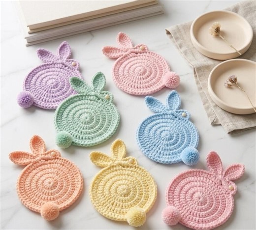 Bunny Coaster Crochet Pattern PDF | Cute Rabbit Mug Rug | Easy Beginner Amigurumi | Easter Decor Gift | Instant Download - Etsy