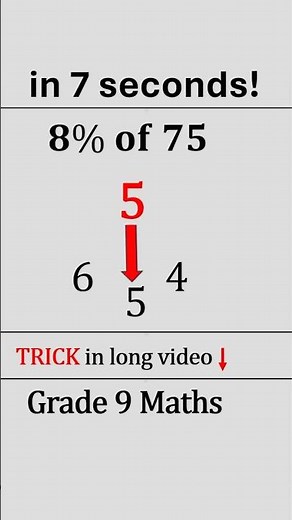 Can You Solve 8% of 75 in 7 Seconds? 🔥 | Grade 9 Math Trick