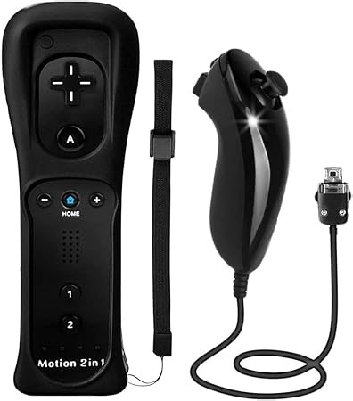 TechKen Controller für Wii mit Motion Plus und Wii Nunchuck Controller Wii Fernbedienung Nunchuk Kontroller Wii Vernbedinung Remote Plus Controller Ersatz für Wii/Wii U Konsole (Black)
