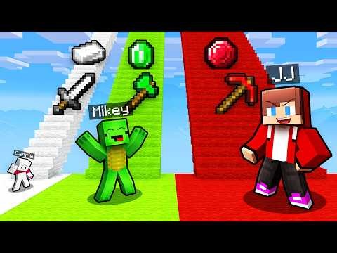 Mikey and JJ and Carrie TINY vs GIANT Stairs Challenge - Minecraft (Maizen)