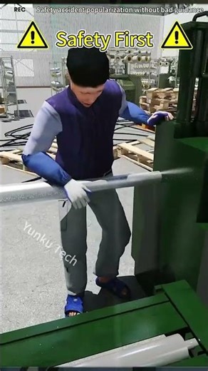 ⚠️ "Watch workers bypass guards ➡️ machine entanglement disaster." #industrialsafety #ehs #workers