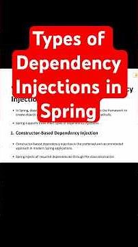 What Are the Types of Dependency Injection in Spring #java #springplatform