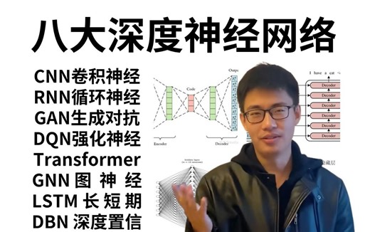 超全超简单！一口气刷完CNN、RNN、GAN、GNN、DQN、Transformer、LSTM、DBN等八大深度学习神经网络算法！真的比刷剧还爽！