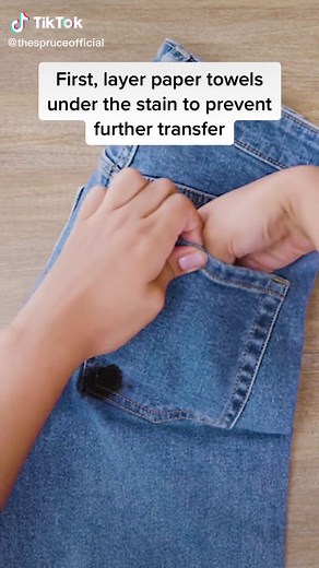 Accidentally got ink on your jeans? Don’t worry—here’s how you can remove the ink. #CleanTok #StainRemoval #TheSpruce