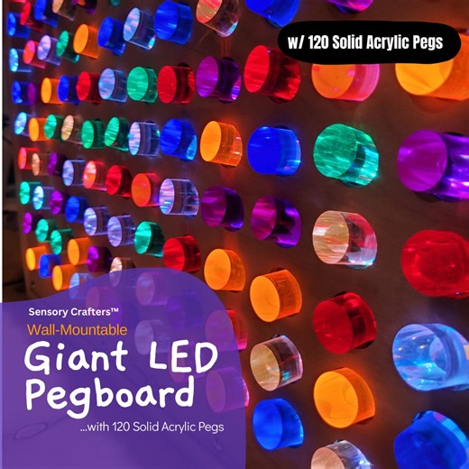 LED Light Peg Board: Wall-mounted Sensory Toy With Acrylic Pegs - Etsy
