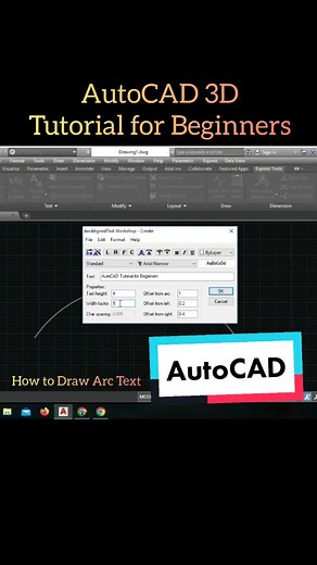 AutoCAD 3D Tutorial For Begunners Ho To Draw ArcText https://youtube.com/@Nursalim99 #fyp #viral #belajarautocad #tutorialautocaduntukpemula #tutorialautocad #autocad3d