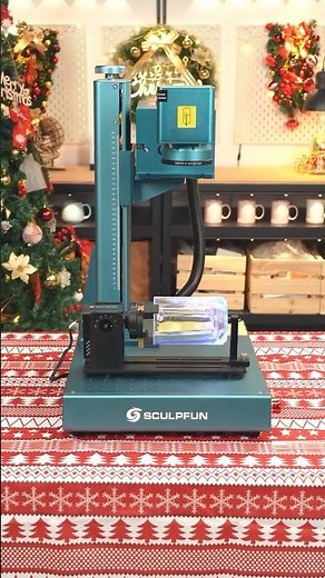 The UV Laser Can Easily Customize Xmas Beer Glass - Sculpfun V5 UV Laser & Rotary